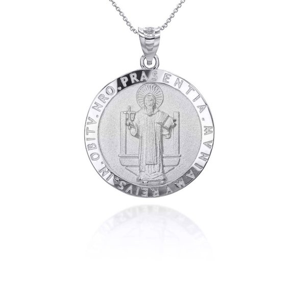 925 Sterling Silver EIVS IN OBITV NRO PRAE SENTIA MVNIAMVR Pendant Necklace - Picture 1 of 4